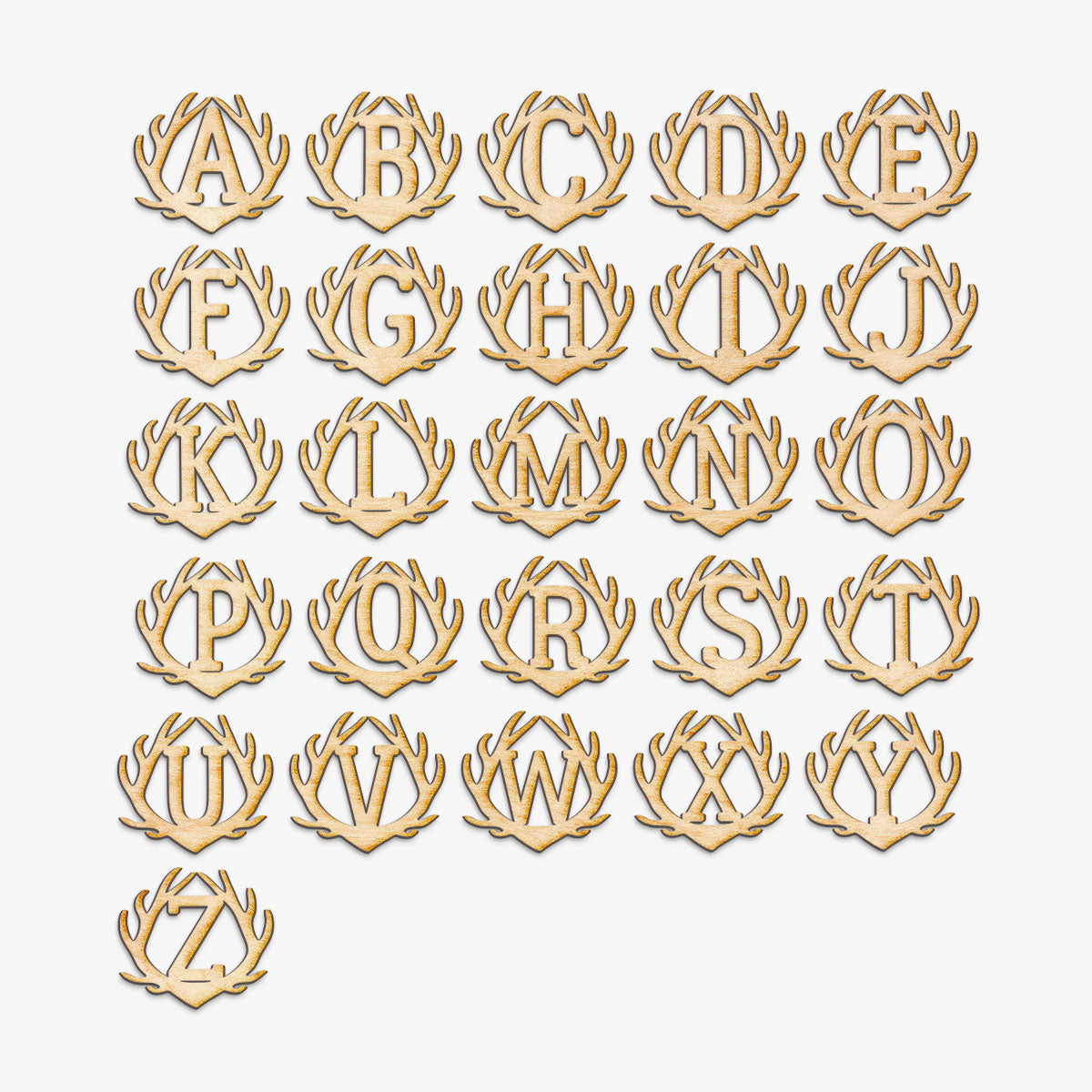 Antler Monogram Wood Cut Sign